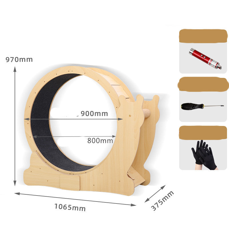 Heavy Duty Quiet Cat Exercise Wheel - Durable Wooden Pet Treadmill (M/L Sizes)