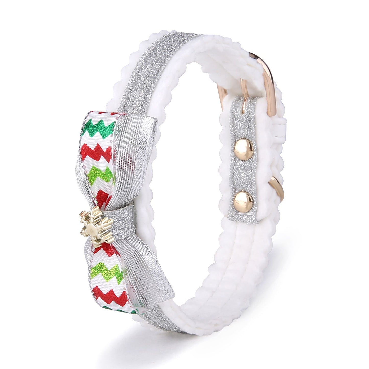 Festive Christmas Cat Collar – PU Leather with Bell & Colour Grid Design