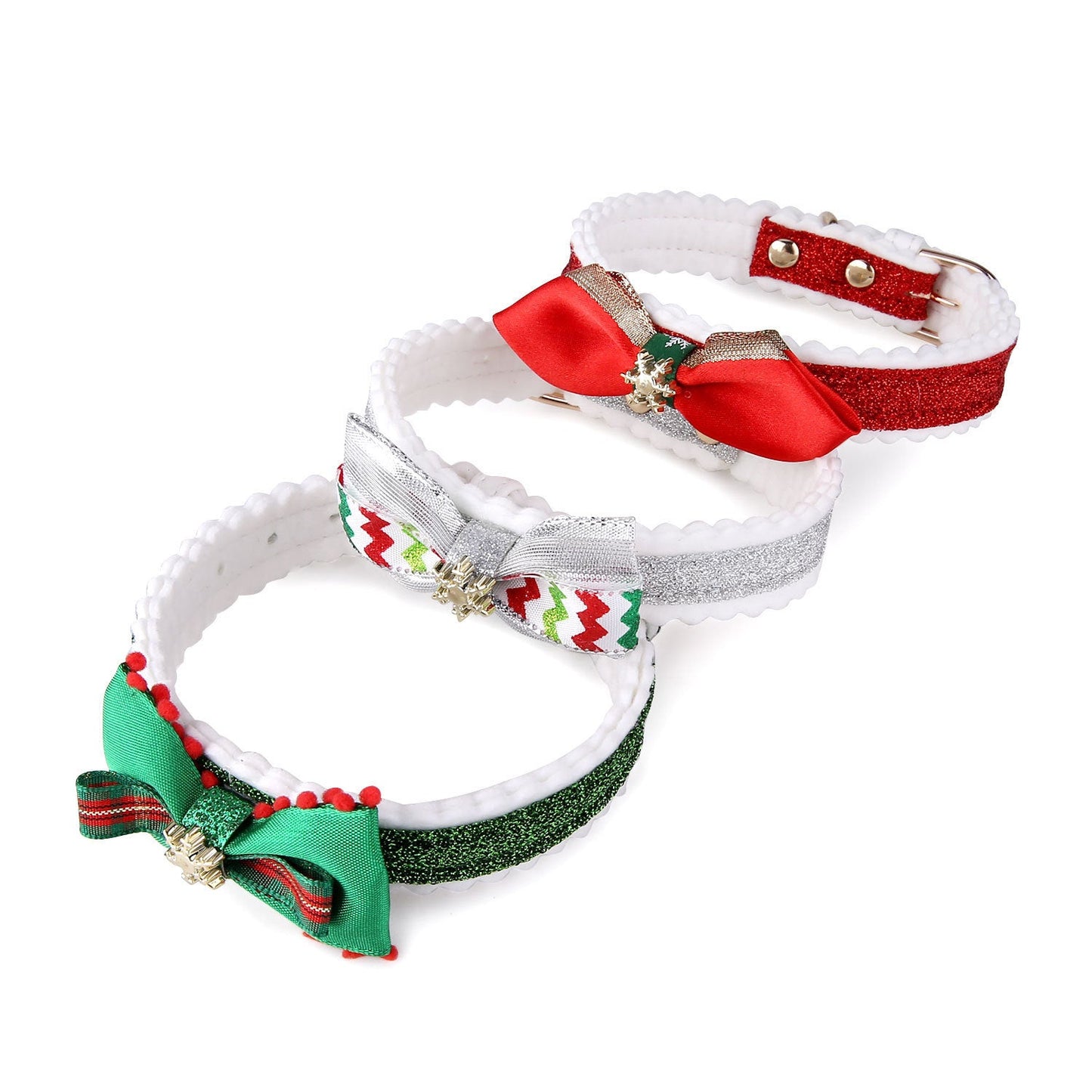 Festive Christmas Cat Collar – PU Leather with Bell & Colour Grid Design