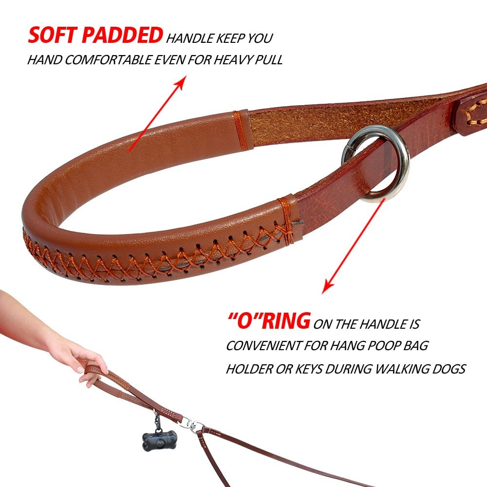 Premium 2-Way Leather Dog Leash - Tangle-Free Control for Two Dogs