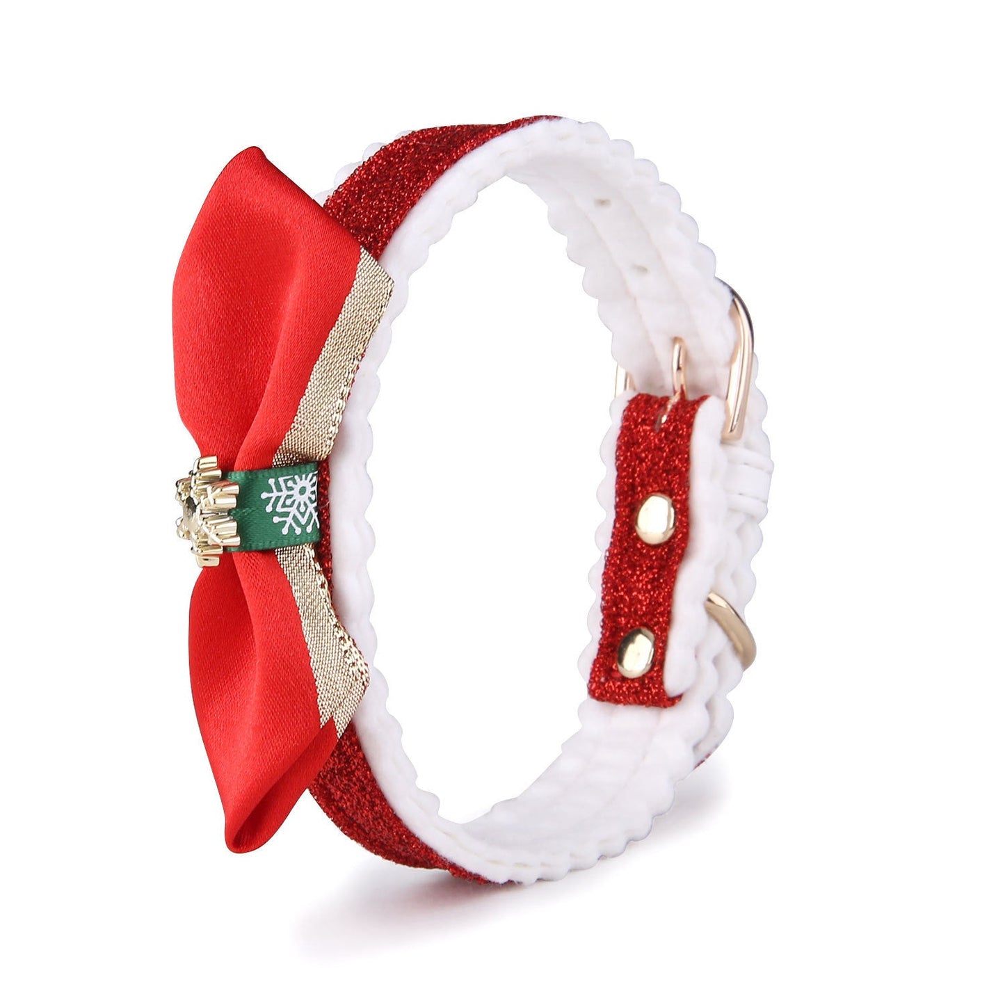 Festive Christmas Cat Collar – PU Leather with Bell & Colour Grid Design