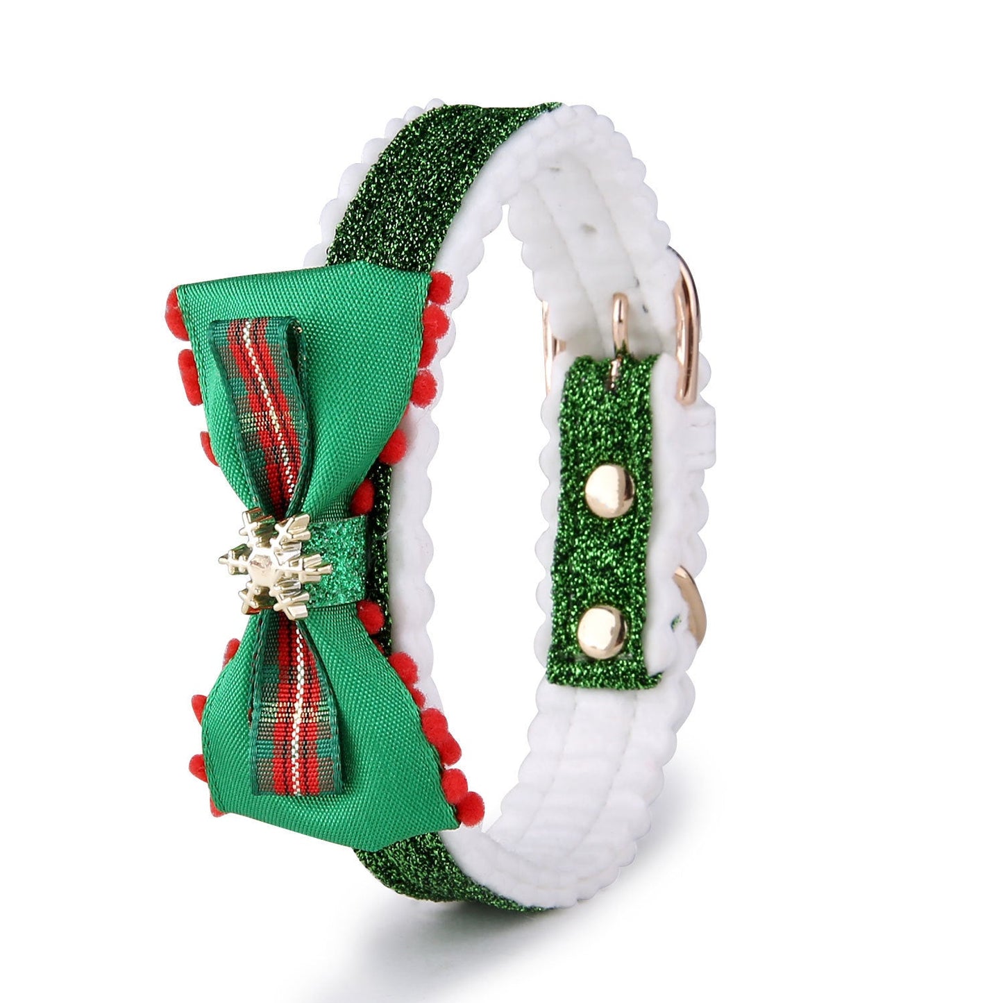 Festive Christmas Cat Collar – PU Leather with Bell & Colour Grid Design