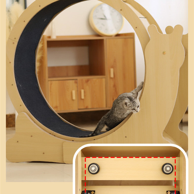 Heavy Duty Quiet Cat Exercise Wheel - Durable Wooden Pet Treadmill (M/L Sizes)