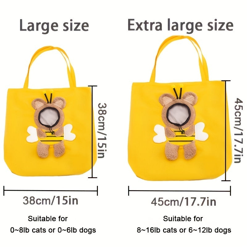 Soft Canvas Pet Travel Handbag with Adjustable Opening - Cute & Secure