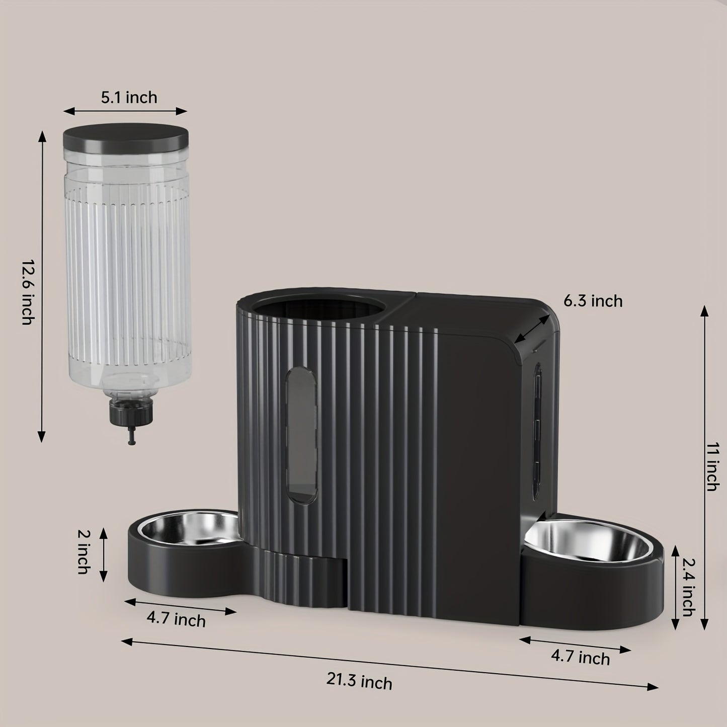 3L Automatic Pet Feeder & Water Dispenser – Gravity System with Stainless Steel Bowls - TailAura