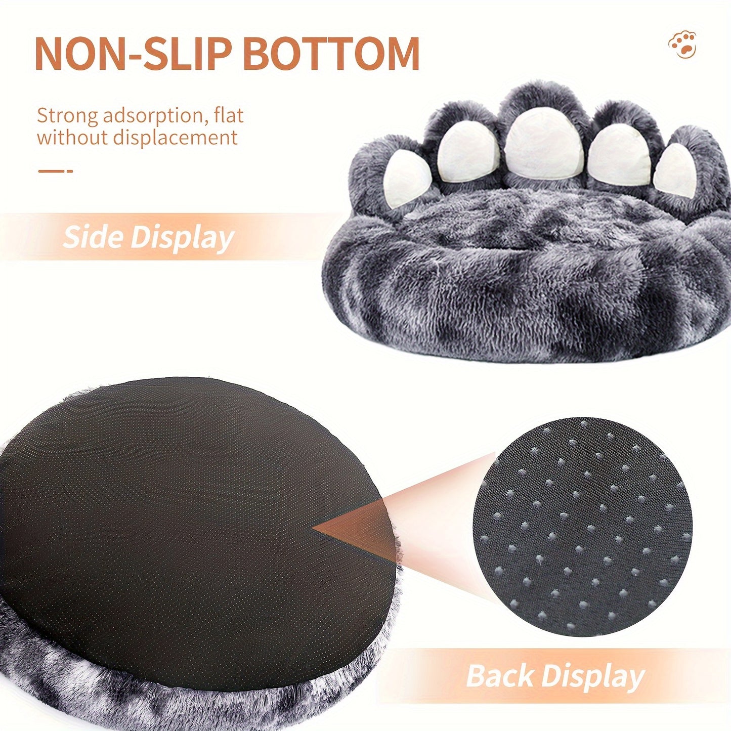 Paw-Shaped Calming Pet Bed – Plush Donut Design with Faux Fur & Raised Edges - TailAura