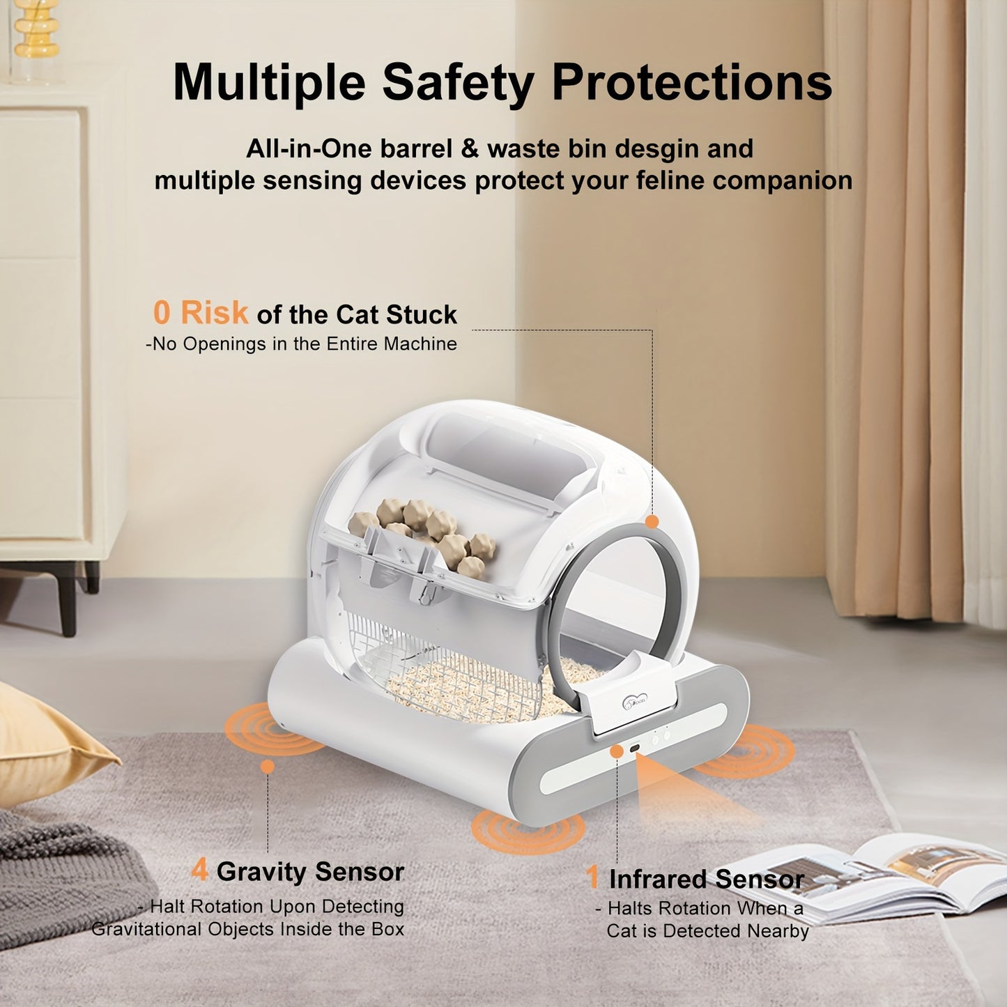 Smart Self-Cleaning Cat Litter Box – Automatic WiFi Control & 65L Waste Bin (UK Plug) - TailAura