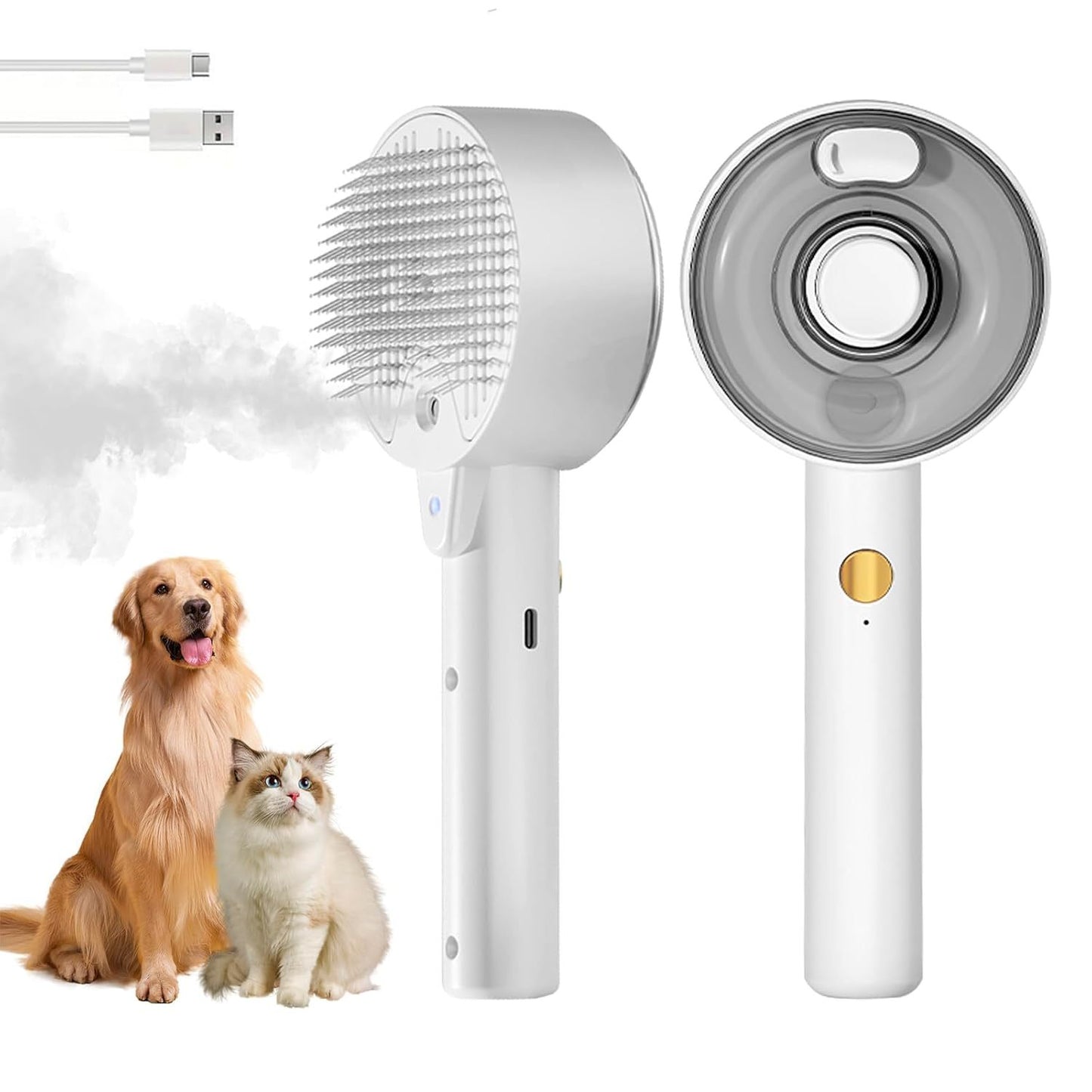 4-in-1 Pet Steam Grooming Brush De-Shedding, Massage & Cloud Care for Cats & Dogs - TailAura