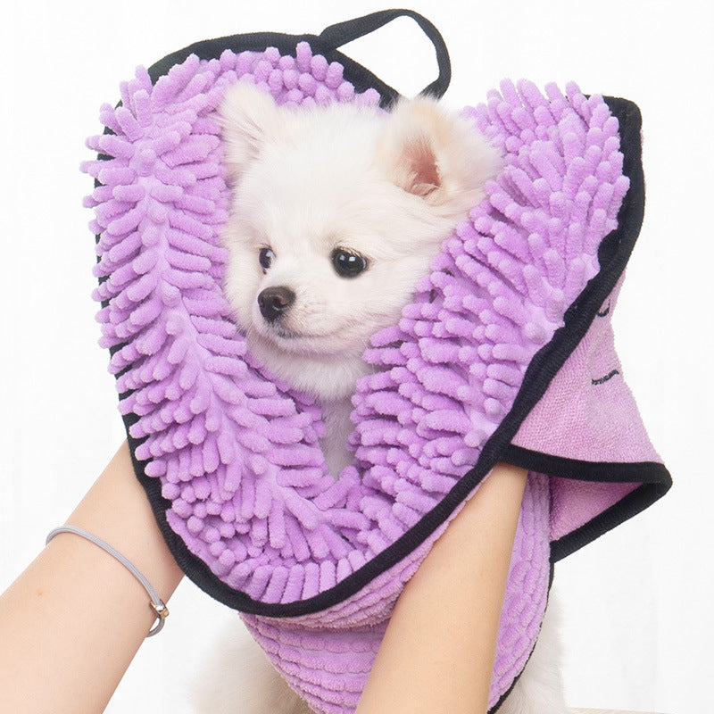 Super Absorbent Dog Bathrobe – Microfiber Quick-Drying Towel for Pets, Comfortable Chenille Dog Towel - TailAura