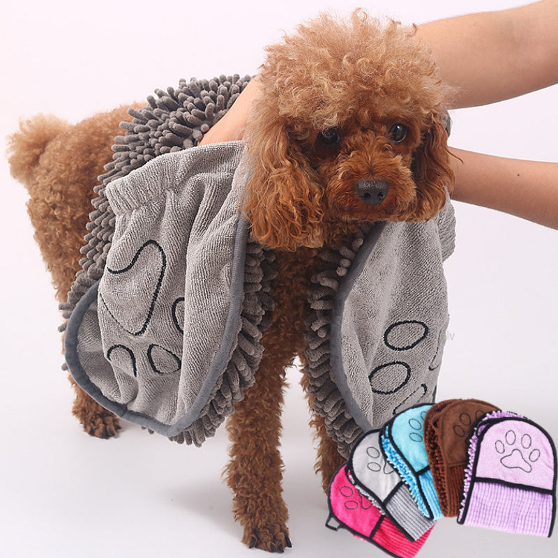 Super Absorbent Dog Bathrobe – Microfiber Quick-Drying Towel for Pets, Comfortable Chenille Dog Towel - TailAura
