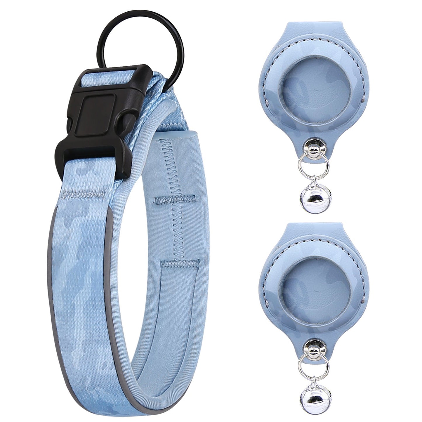 Air tag Compatible Pet Collar with Protective Case - Nylon & Secure Fit for Dogs & Cats (Clear, highlights compatibility, material, and target pets) - TailAura