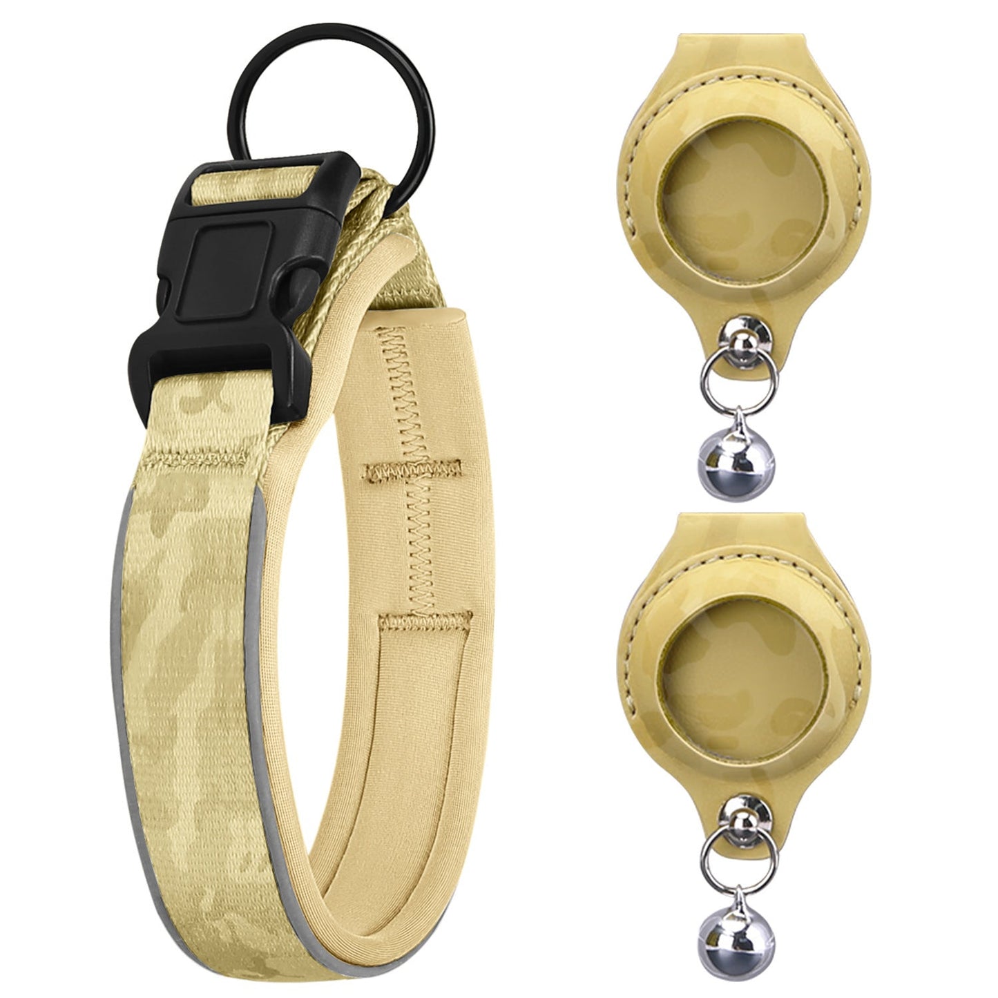 Air tag Compatible Pet Collar with Protective Case - Nylon & Secure Fit for Dogs & Cats (Clear, highlights compatibility, material, and target pets) - TailAura