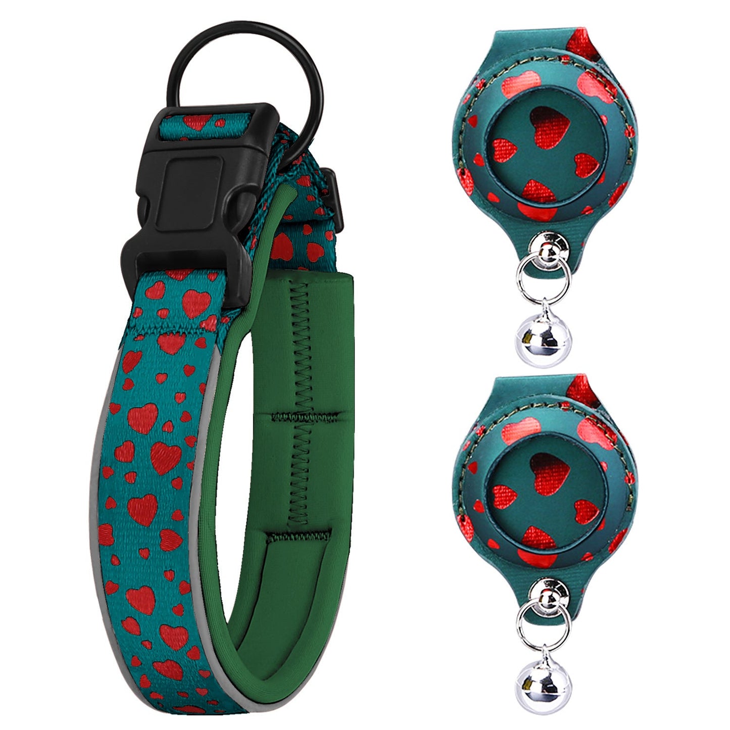Air tag Compatible Pet Collar with Protective Case - Nylon & Secure Fit for Dogs & Cats (Clear, highlights compatibility, material, and target pets) - TailAura