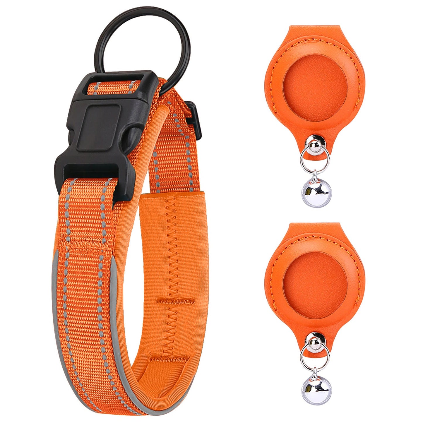 Air tag Compatible Pet Collar with Protective Case - Nylon & Secure Fit for Dogs & Cats (Clear, highlights compatibility, material, and target pets) - TailAura