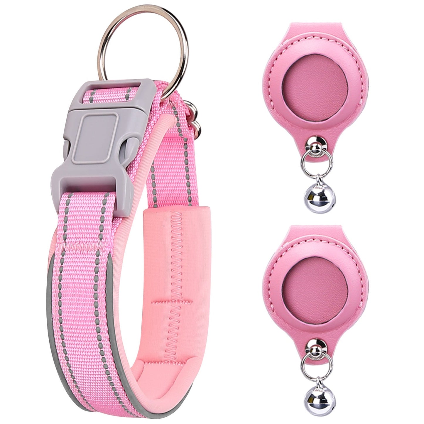 Air tag Compatible Pet Collar with Protective Case - Nylon & Secure Fit for Dogs & Cats (Clear, highlights compatibility, material, and target pets) - TailAura