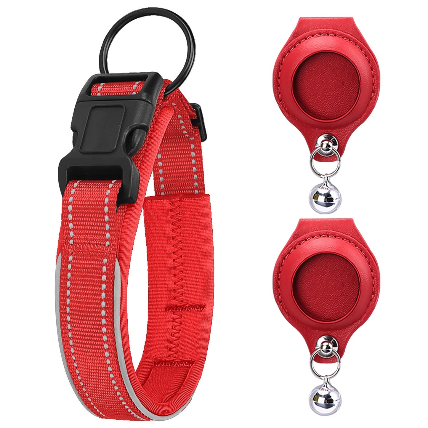 Air tag Compatible Pet Collar with Protective Case - Nylon & Secure Fit for Dogs & Cats (Clear, highlights compatibility, material, and target pets) - TailAura