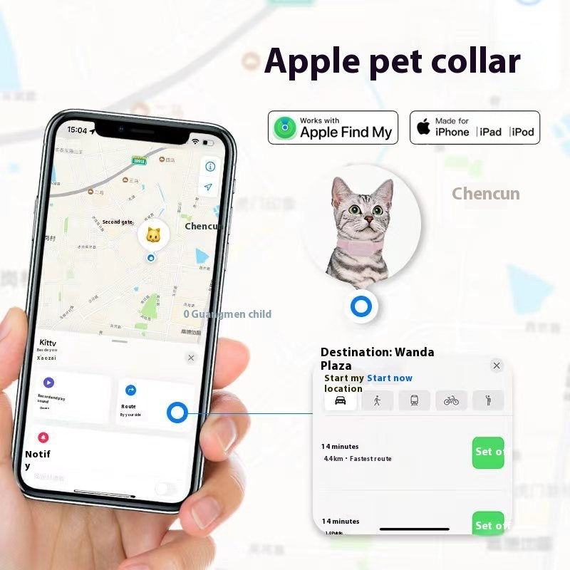 Apple Find My Compatible Pet Collar Locator - Lightweight & Water-Resistant Design - TailAura