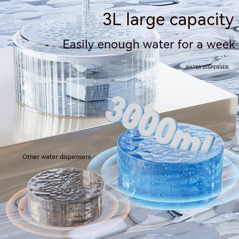 Automatic Cat Water Dispenser - 3L Mute Flow Water Fountain with Loop Filter - TailAura