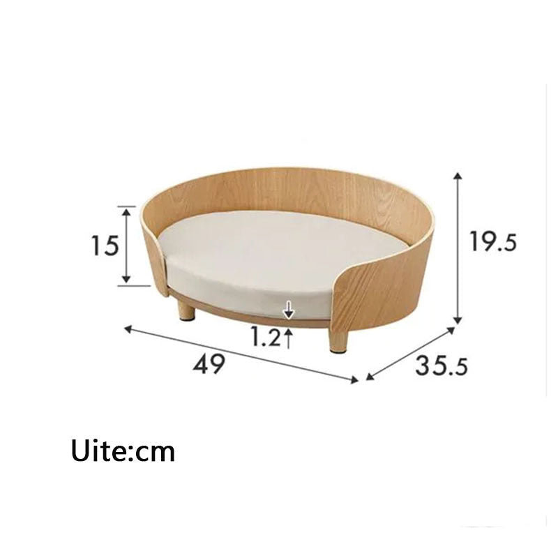 Elegant Deluxe Wooden Pet Bed with Soft Cushion – Elevated Cat Nest & Small Dog Sofa for Stylish Comfort - TailAura