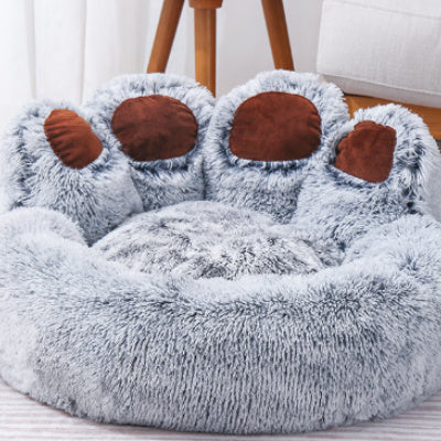 Plush Bear Paw Dog Bed – Soft and Snuggly Pet Nest for Dogs & Cats - TailAura