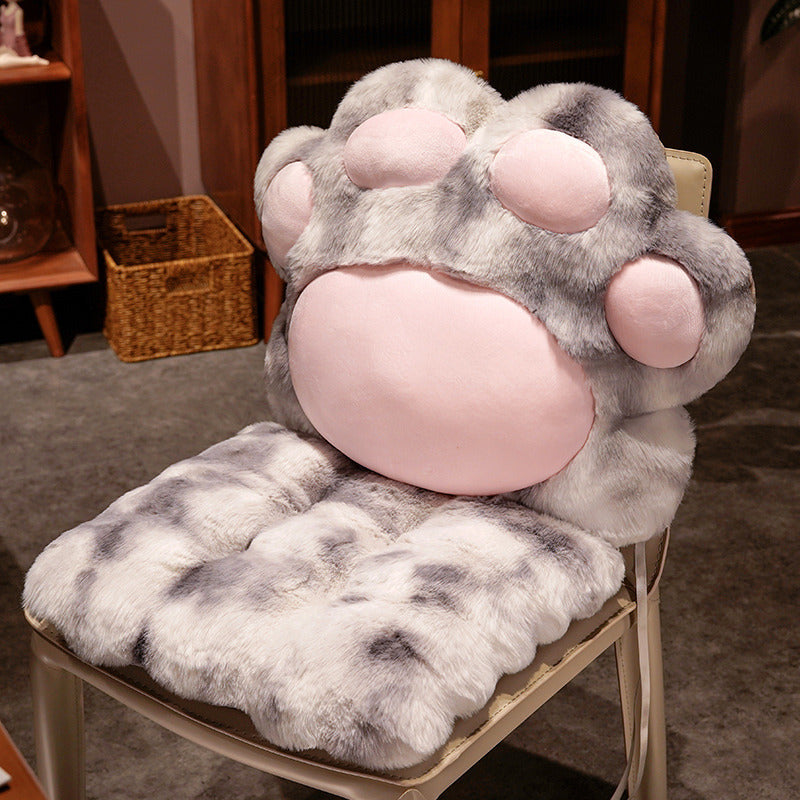 Cat Paw Backrest Cushion – Thickened Plush Seat Pad with Integrated Support for Cats, Dogs and Humans - TailAura