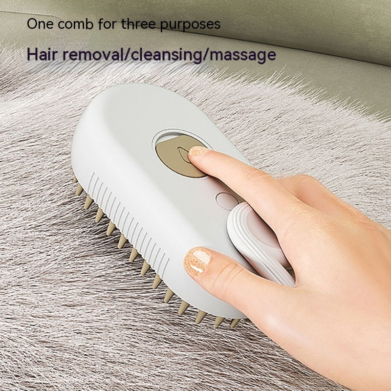 3-in-1 Electric Steam Brush – Grooming, Hair Removal & Massage for Cats & Dogs - TailAura