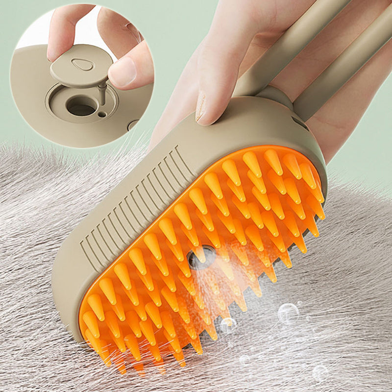 3-in-1 Electric Steam Brush – Grooming, Hair Removal & Massage for Cats & Dogs - TailAura