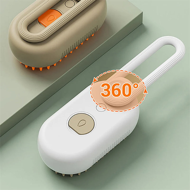 3-in-1 Electric Steam Brush – Grooming, Hair Removal & Massage for Cats & Dogs - TailAura