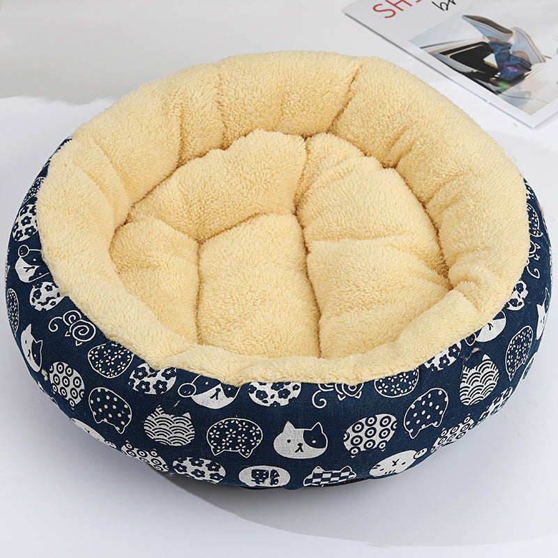 Cosy Round Pet Bed for Cats & Small Dogs – Winter Warmth - TailAura