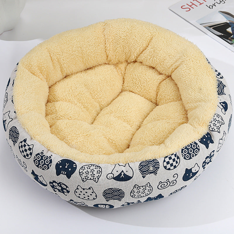 Cosy Round Pet Bed for Cats & Small Dogs – Winter Warmth - TailAura