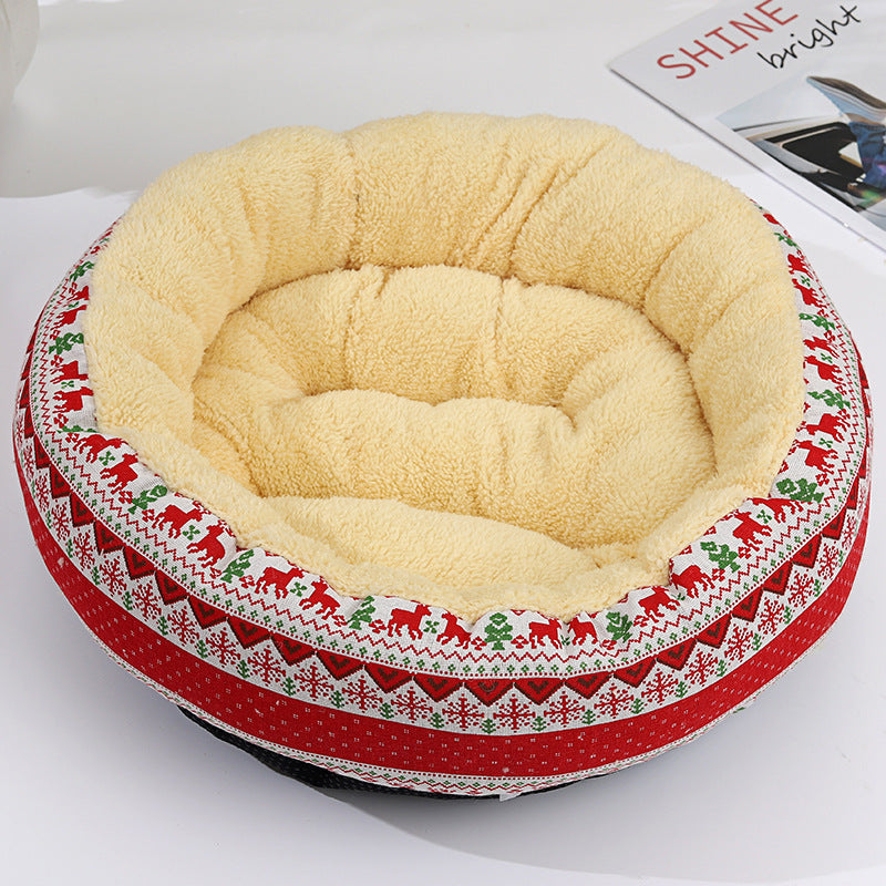 Cosy Round Pet Bed for Cats & Small Dogs – Winter Warmth - TailAura