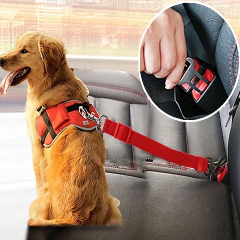 Adjustable Pet Car Seat Belt – Universal Safety Harness Lead Clip for Cats & Dogs - TailAura