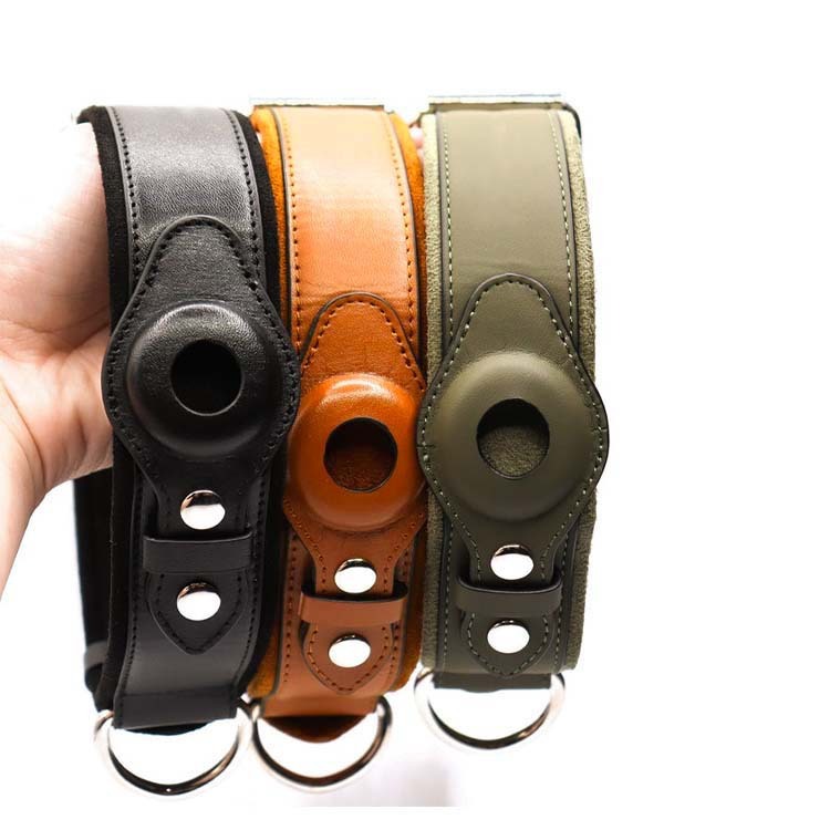 Premium Leather Dog Collar with Location Tracker Holder – Adjustable Pet Collar for Small, Medium & Large Dogs - TailAura
