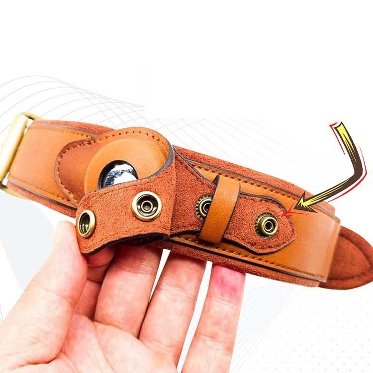 Premium Leather Dog Collar with Location Tracker Holder – Adjustable Pet Collar for Small, Medium & Large Dogs - TailAura