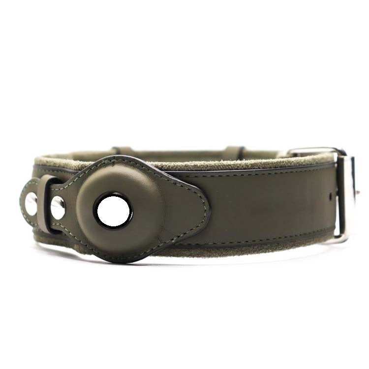 Premium Leather Dog Collar with Location Tracker Holder – Adjustable Pet Collar for Small, Medium & Large Dogs - TailAura
