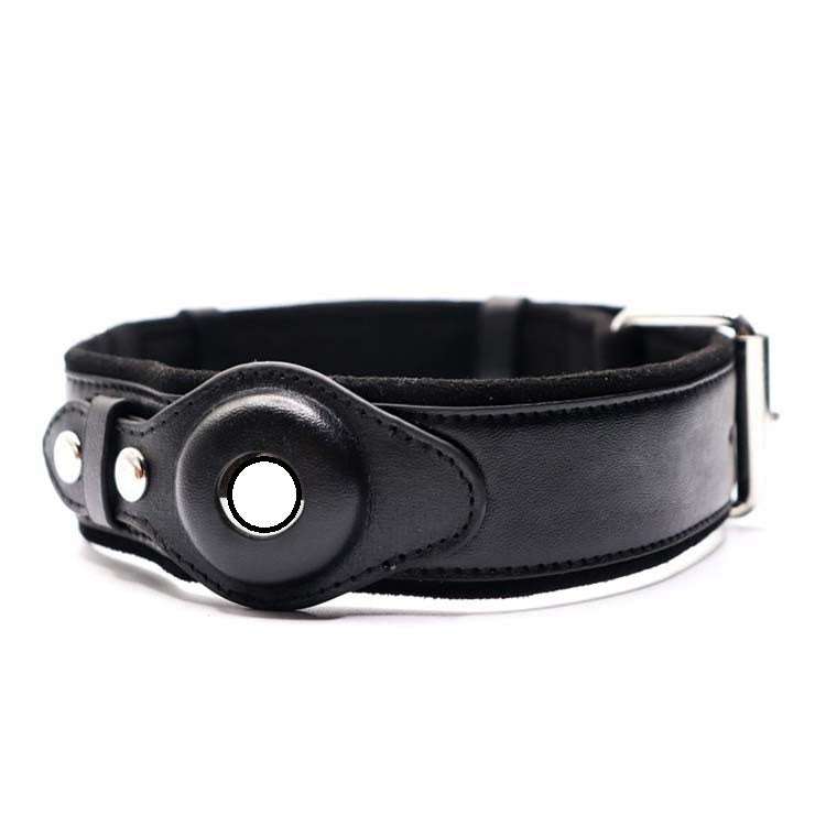 Premium Leather Dog Collar with Location Tracker Holder – Adjustable Pet Collar for Small, Medium & Large Dogs - TailAura