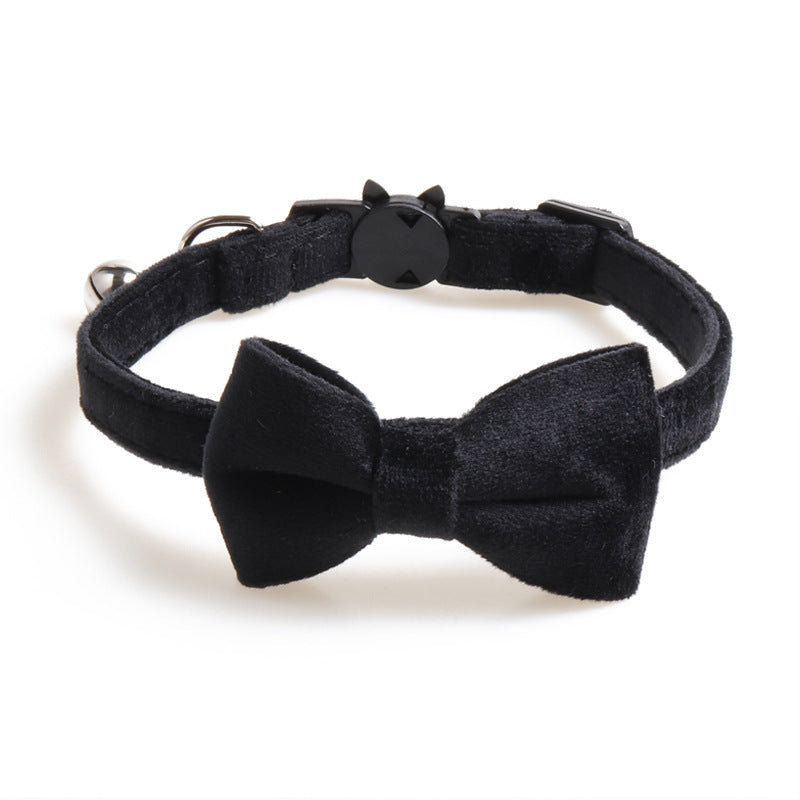 Elegant Velvet Dog Collar with Bowknot – Adjustable Soft Pet Collar for Small Dogs & Puppies - TailAura