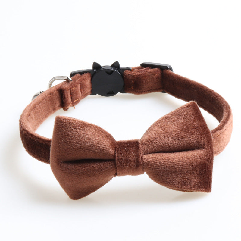 Elegant Velvet Dog Collar with Bowknot – Adjustable Soft Pet Collar for Small Dogs & Puppies - TailAura