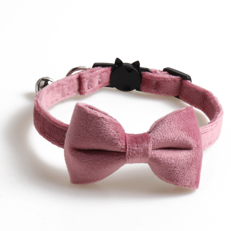 Elegant Velvet Dog Collar with Bowknot – Adjustable Soft Pet Collar for Small Dogs & Puppies - TailAura