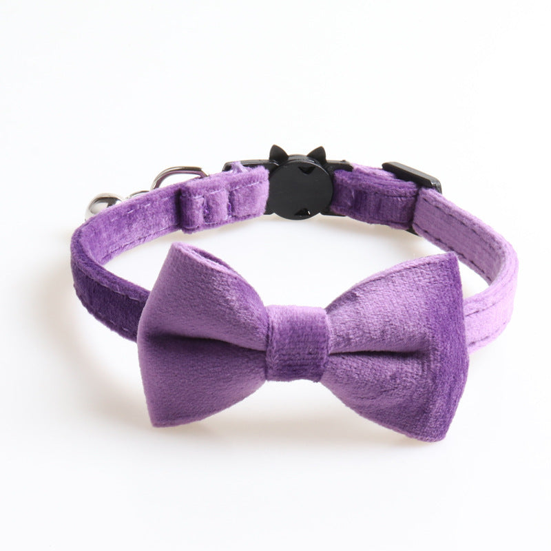 Elegant Velvet Dog Collar with Bowknot – Adjustable Soft Pet Collar for Small Dogs & Puppies - TailAura