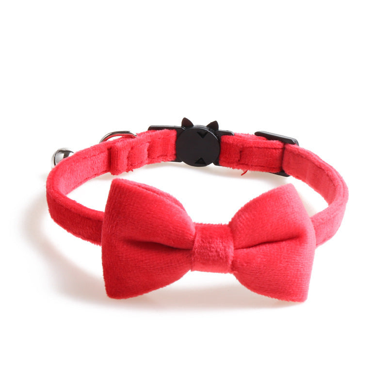 Elegant Velvet Dog Collar with Bowknot – Adjustable Soft Pet Collar for Small Dogs & Puppies - TailAura