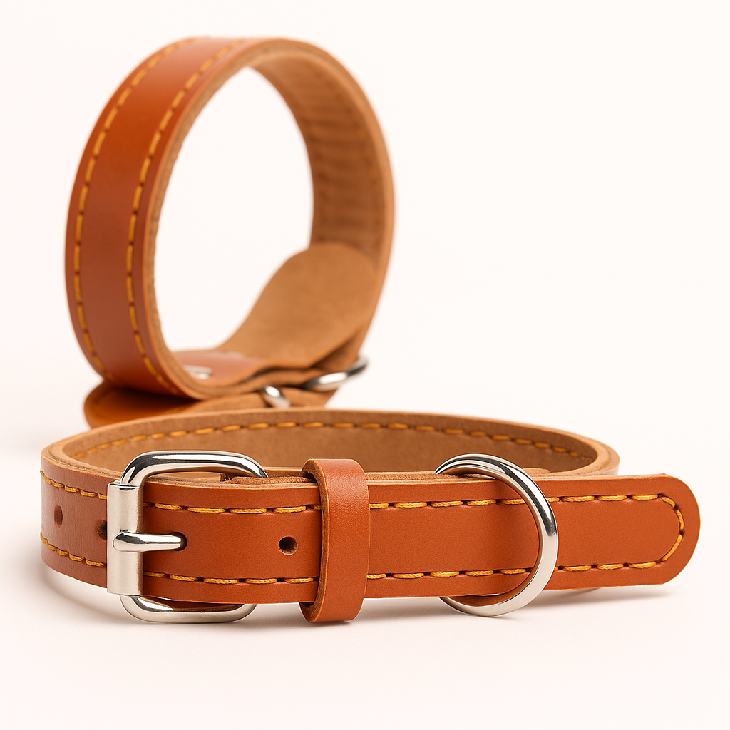 Premium Leather Dog Collar – Adjustable Cowhide & PU Collar for Small, Medium & Large Dogs - TailAura