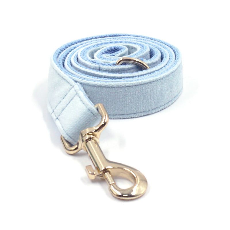 Sky Blue Velvet Gold Collar & Leash Set – Stylish Pet Collar with Matching Leash for Small to Large Dogs - TailAura