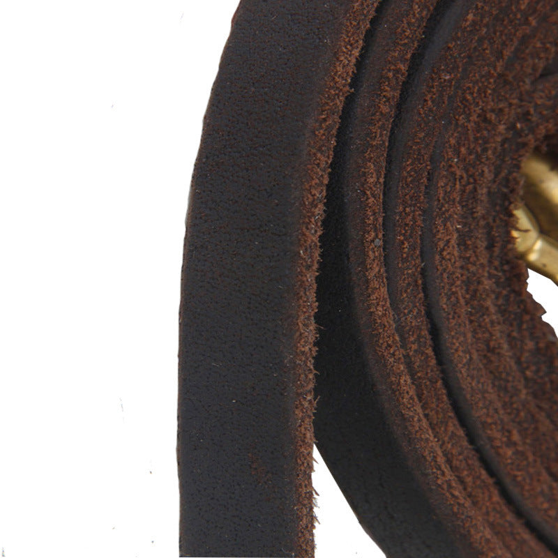 Leather Dog Training Chain Leash – 2-Meter Widened Traction Rope for Medium & Large Dogs - TailAura