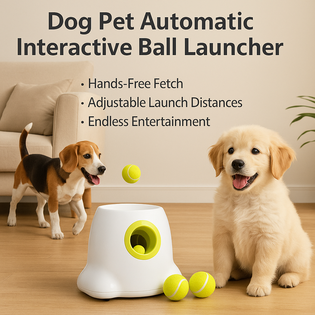 Automatic Dog Ball Launcher – Adjustable Fetch Machine with Mini Tennis Ball - TailAura