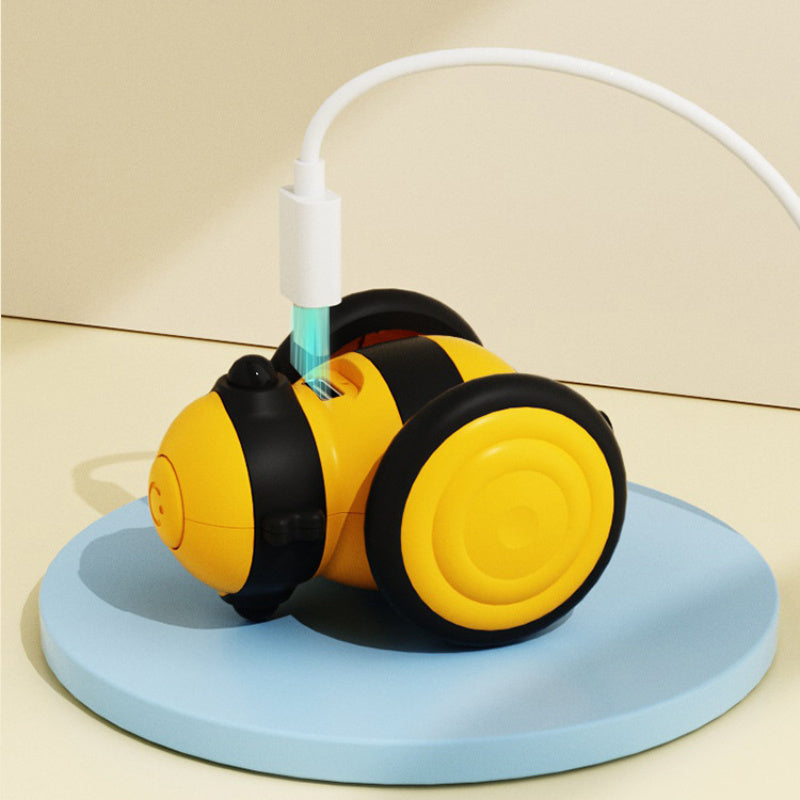 Electric Bee Cat Toy Interactive Moving Car with Feather Teaser - TailAura
