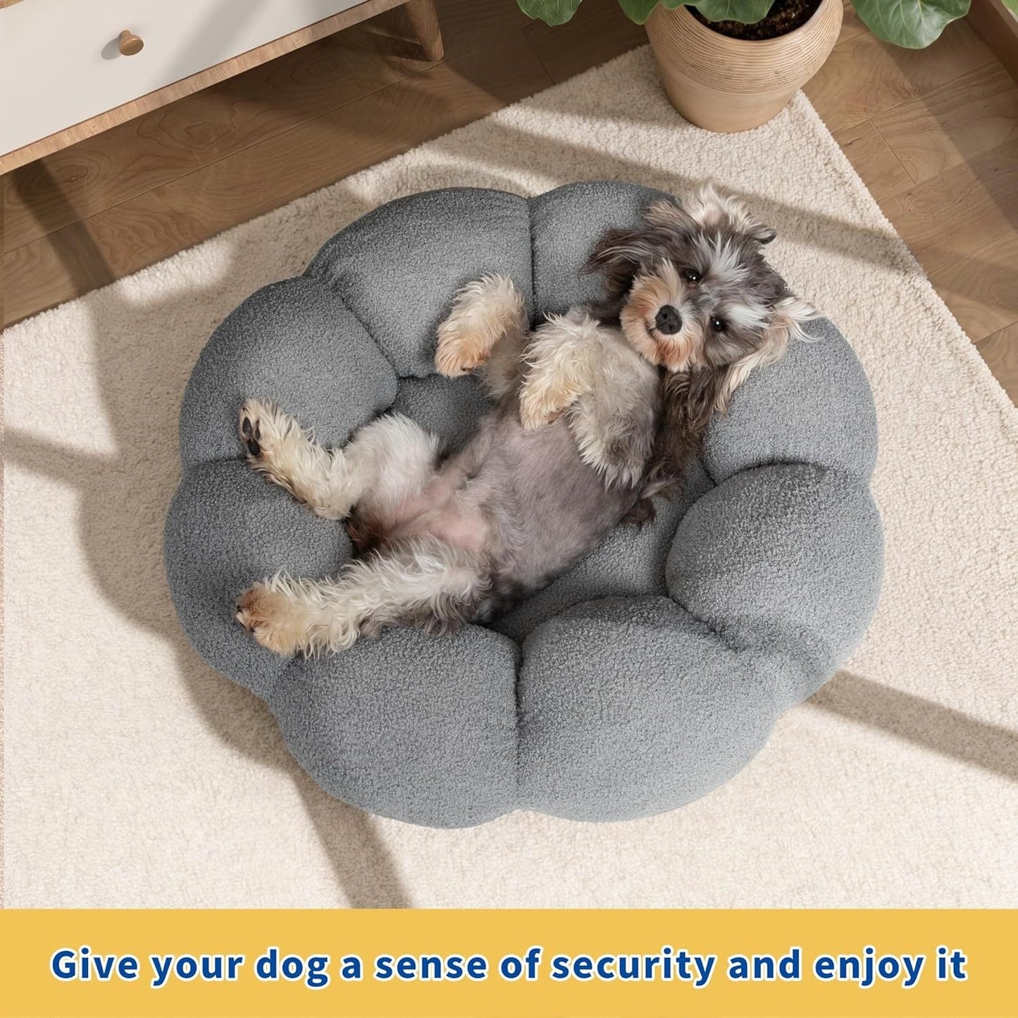 Fluffy Flower Calming Pet Bed Plush Donut Cuddler for Cats & Dogs - TailAura