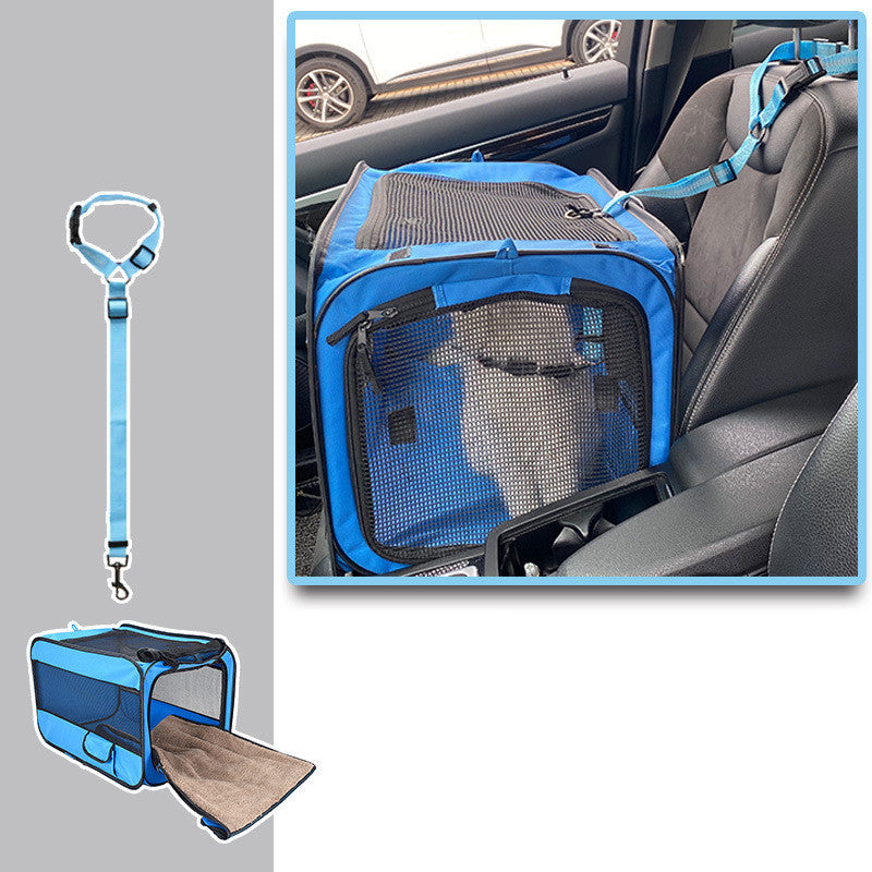 Folding Fabric Pet Travel Carrier Bag with Safety Zippers - For Cats & Dogs - TailAura