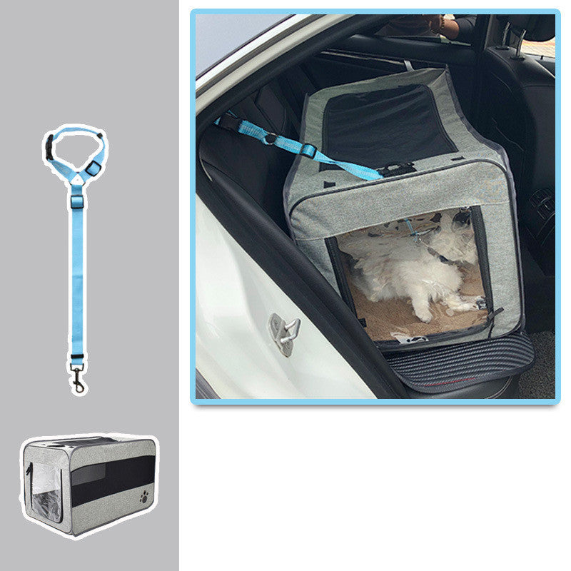 Folding Fabric Pet Travel Carrier Bag with Safety Zippers - For Cats & Dogs - TailAura