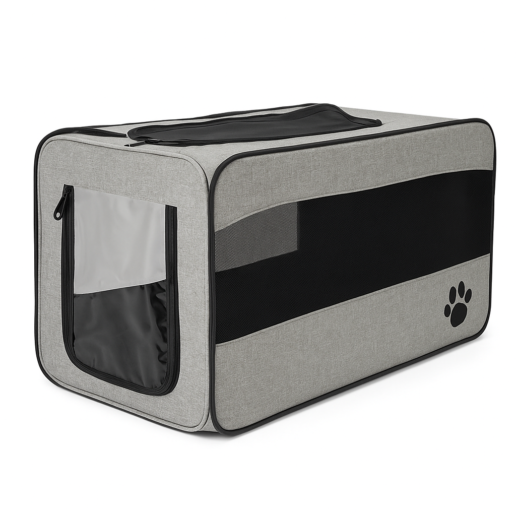 Folding Fabric Pet Travel Carrier Bag with Safety Zippers - For Cats & Dogs - TailAura